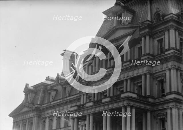 Flags - British And French Flags On State Department. Visit of Allied Commission, 1917. Creator: Harris & Ewing.