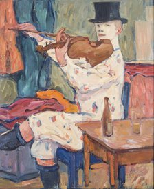 A Clown Playing the Violin, 1915. Creator: Gosta von Hennigs.
