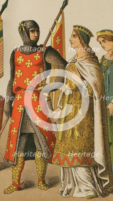 Holy Roman Empire, 1100, (1884). From left to right: warrior, princess and lady.  Creator: Unknown.