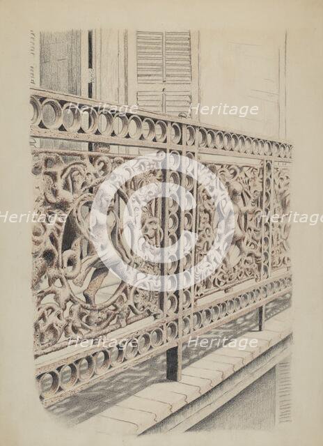 Cast Iron Balcony Rail, c. 1936. Creator: Ray Price.