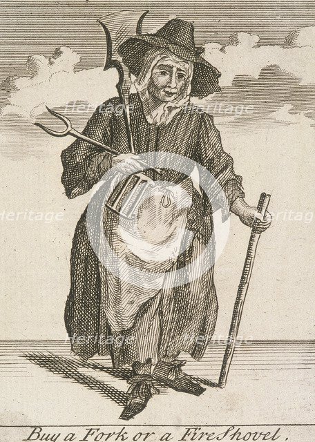 'Buy a Fork or a Fire Shovel', Cries of London, (c1688?). Artist: Anon