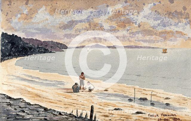 Singapore: a view along the beach at Pasar Panjong, 1879. Creator: John Edmund Taylor.