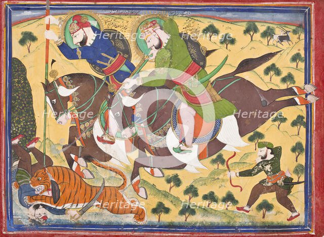 Maharao Ram Singh II of Kota (reigned 1827-1866) - Hunting with Maharao Ram Singh of Bundi, c1880. Creator: Unknown.