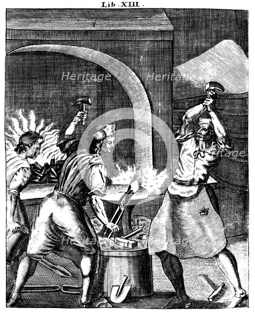 Blacksmiths at work, 1715. Artist: Unknown