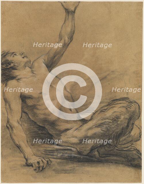 Seated Satyr Leaning Backward [recto], 1758/1765. Creator: Jean-Baptiste Deshays.