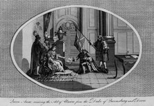 Queen Anne receiving the Act of Union from the Duke of Queensberry, 1707 (1793). Artist: Unknown.