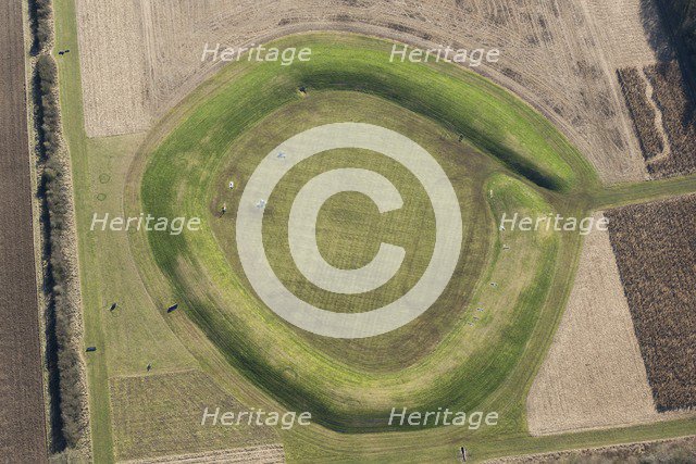 Mysterious circular earthwork structure near Norsebury Ring hillfort, Hampshire, 2018. Creator: Historic England Staff Photographer.