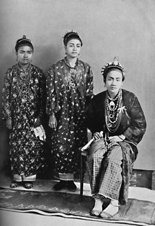 Three ladies of the royal family of Perak, Malay Peninsula, 1902. Artist: L Wray.