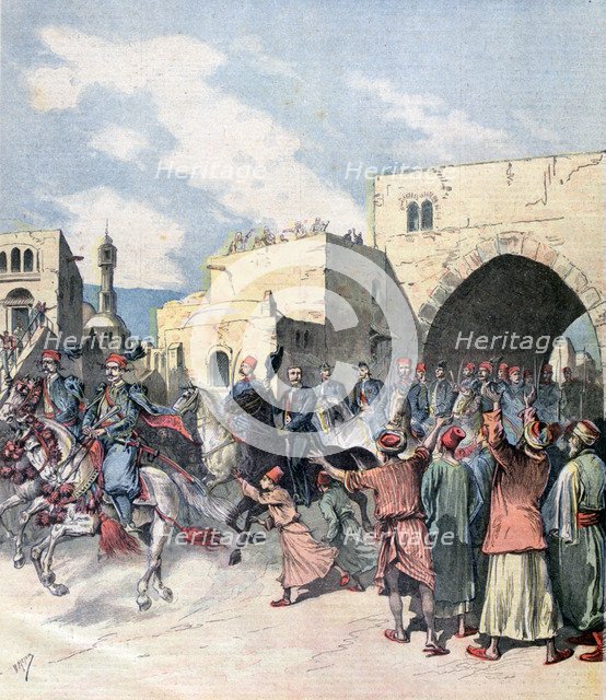 The French consul arrives in Bethlehem during Christmas festivities, 1892. Artist: Henri Meyer