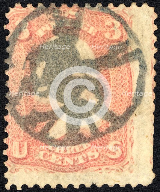 3c Washington with Brattleboro, VT devil & pitchfork single, c. 1861. Creator: Unknown.