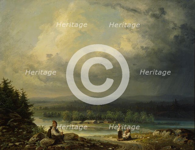 Landscape with four Peasant Childen, 1865. Creator: Robert Wilhelm Ekman.