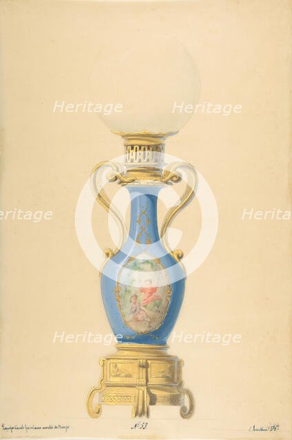 Design for an Oil Lamp, 19th century. Creator: Anon.