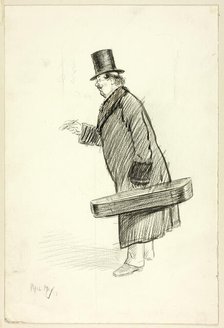 Man with Violin Case, 1897. Creator: Philip William May.
