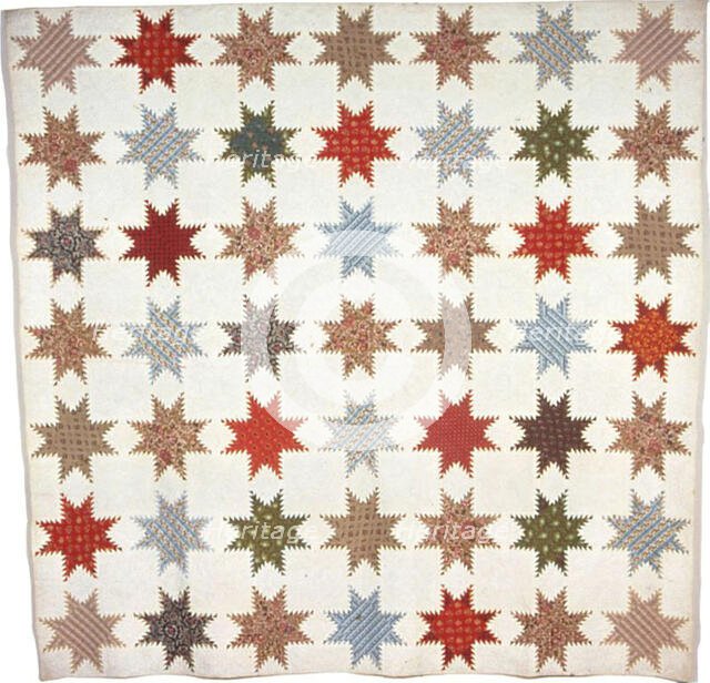 Bedcover (Feather-Edged Star Quilt), United States, 1845. Creator: Annie Maria Henkle.