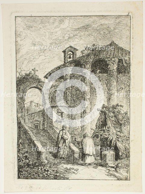 Ancient Temple, plate five from Les Soirées de Rome, 1764. Creator: Hubert Robert.