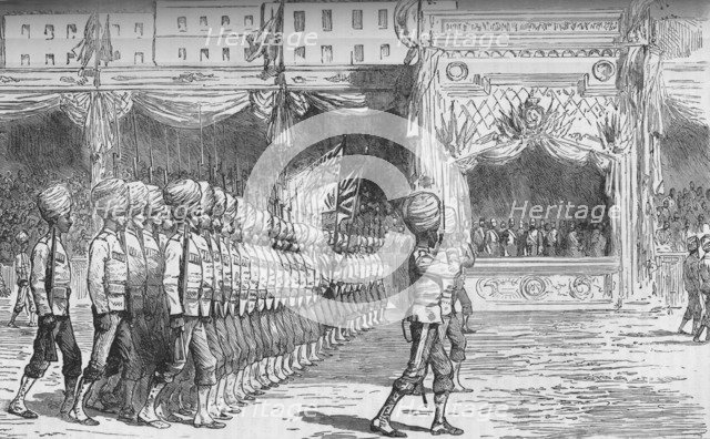 'The Review at Cairo: March Past of the Beloochees', c1880. Artist: Unknown.