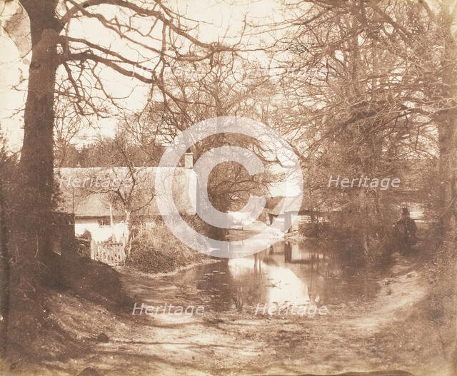 [View of a House in the Woods, with a Waterlogged Road], 1853-56. Creator: John Dillwyn Llewelyn.
