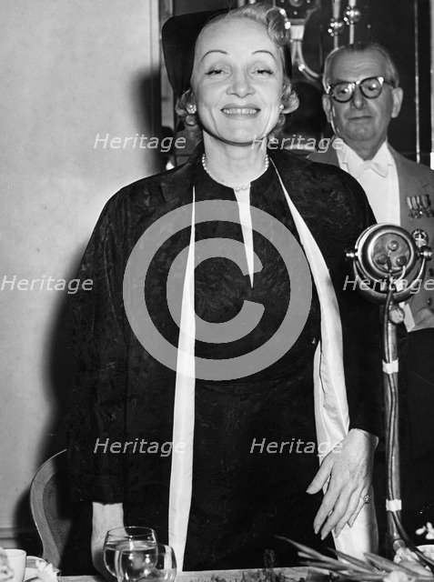 Marlene Dietrich (1901-1992), German born actress, 1955. Artist: Unknown