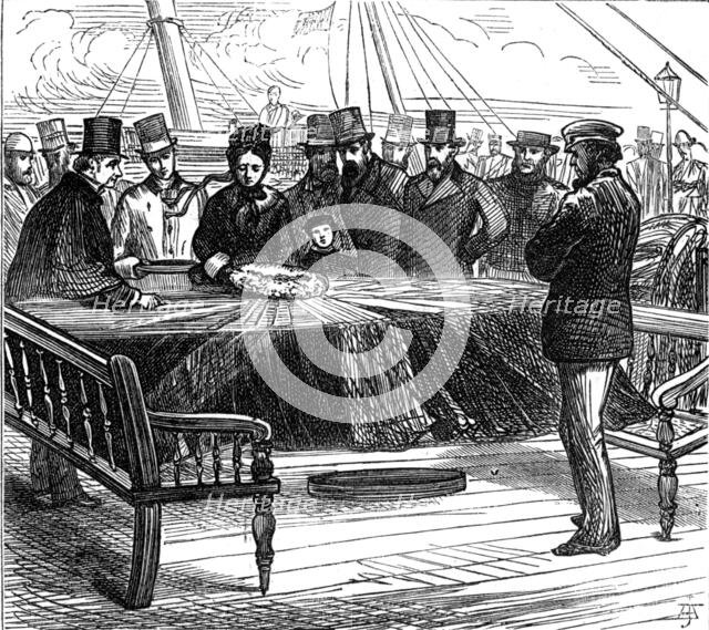 Dr. Livingstone's remains: the coffin on the deck of the Queen, 1874. Creator: Unknown.