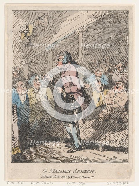 The Maiden Speech, October 5, 1785., October 5, 1785. Creator: Thomas Rowlandson.