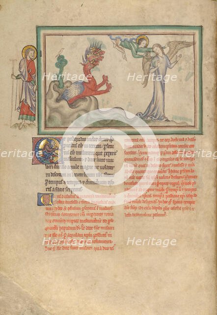 The Dragon Pursues the Woman Clothed in the Sun Who Receives the Wings of an Eagle, about 1255-1260. Creator: Unknown.