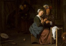 Genre Scene (Couple in the Interior), 17th century. Creator: Ludolf de Jongh.