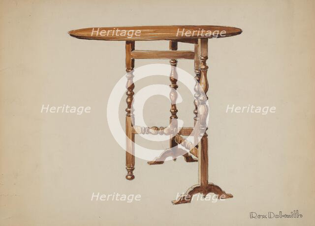 Three Legged Gate-leg Table, c. 1936. Creator: Rex Dolmith.