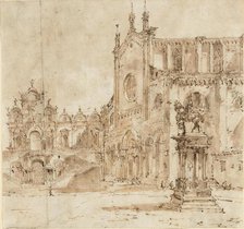 View of Campo San Zanipolo with the Temporary Platform Erected for the Visit of Pope..., 1782. Creator: Francesco Guardi.
