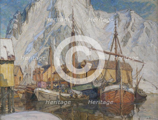 The Harbour at Svolvaer, Lofoten. Creator: Anna Katarina Boberg.