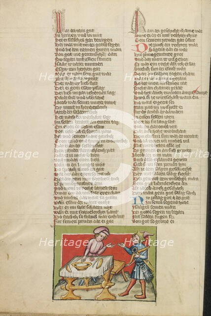 Jacob Obtaining Esau's Birthright; Weltchronik, about 1400-1410. Creator: Unknown.