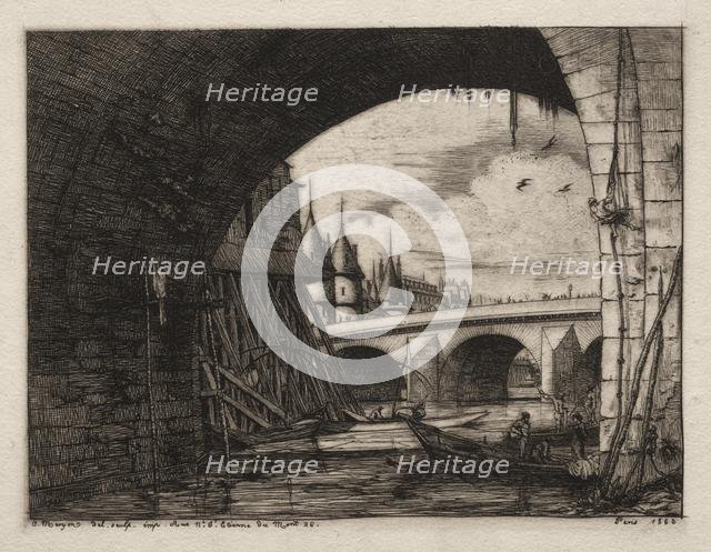 Larch du Pont Notre Dame, Paris, 1853. Creator: Charles Meryon (French, 1821-1868).