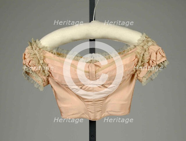 Evening bodice, French, ca. 1865. Creators: Worth and Bobergh, Charles Frederick Worth.