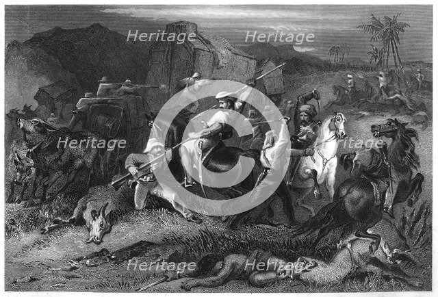 'Night sortie and attack on baggage waggons', 1857, (c1860). Artist: Unknown