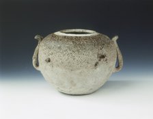 Glazed pottery jar impressed with cloth pattern, Warring States period, China, c4th century BC. Artist: Unknown