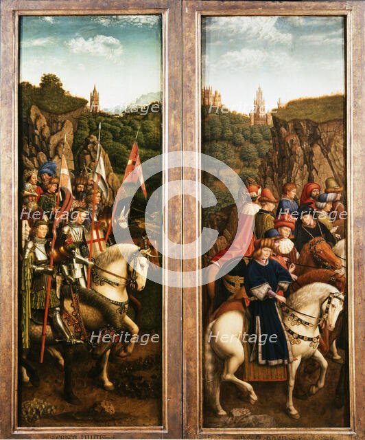 The Ghent Altarpiece. Adoration of the Mystic Lamb: Just Judges and the Knights of Christ, 1432. Creator: Eyck, Jan van (1390-1441).