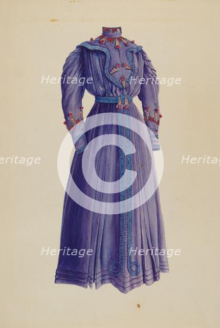 Blue Afternoon Dress, c. 1938. Creator: Lucien Verbeke.