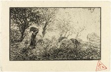 Landscape and Animals, 1846. Creator: Charles Emile Jacque.
