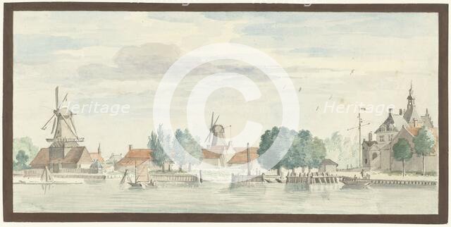 View of Dordrecht with the Rietdijkspoort and Windmills, 1744. Creator: Aert Schouman.