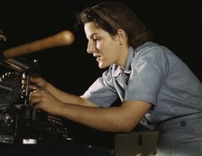 Mary Louise Stepan, 21, used to be a waitress...Consolidated Aircraft Corp., Fort Worth, Texas, 1942 Creator: Howard Hollem.