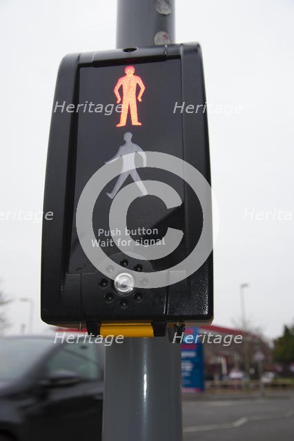 Pedestrian crossing with Radix rotating cone tactile equipment. Creator: Unknown.