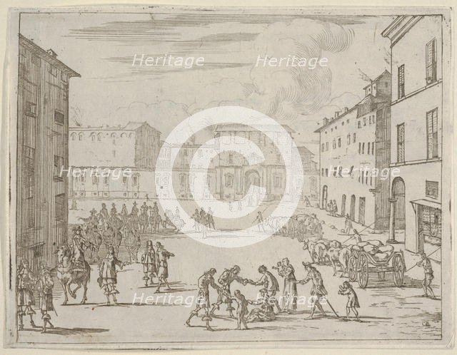 Francesco I d'Este Assists His Subjects with Great Generosity During the Great Famine of 1..., 1659. Creator: Bartolomeo Fenice.