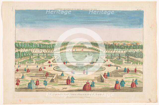 View of the waterside parterre and Grand Canal in the garden of the Chateau...1700-1799. Creator: Basset.
