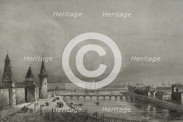 View of the Foundling Home or Orphanage, Moscow, Russia, 1839. Creators: Augustin François Lemaitre, Hippolyte Lalaisse.