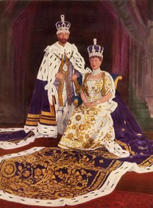 'Their Majesties King George V and Queen Mary in their coronation robes', 1911, (1951). Creator: W&D Downey.