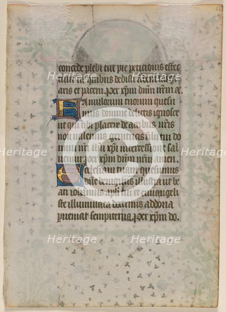 Leaf from a Book of Hours: Text (verso), c. 1410-20. Creator: Boethius Illuminator (Flemish, active c. 1414-20).