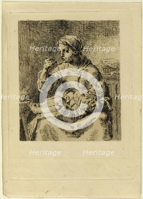 Woman Feeding Her Child, 1861. Creator: Jean Francois Millet.