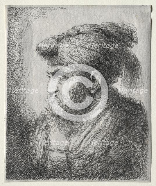Head of a Man in Oriental Turban, c. 1650. Creator: Giovanni Benedetto Castiglione (Italian, 1609-1664).