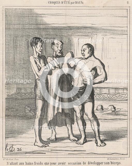 N'allant aux bains froids que ..., 19th century. Creator: Honore Daumier.