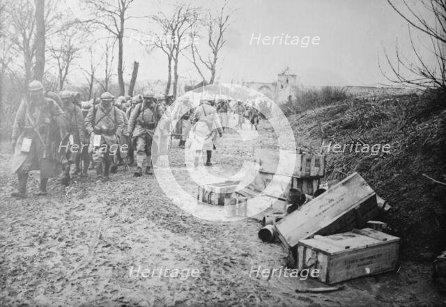 On Maubeuge Road, coming from 1st line trenches, between c1915 and c1920. Creator: Bain News Service.