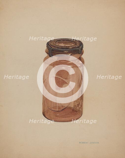 Glass Fruit Jar, c. 1940. Creator: Robert Penson.